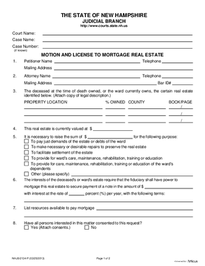 Thumbnail of New Hampshire Form Motion And License To Mortgage Real Estate