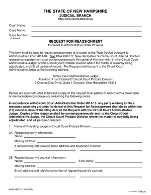 Thumbnail of New Hampshire Form Request For Reassignment