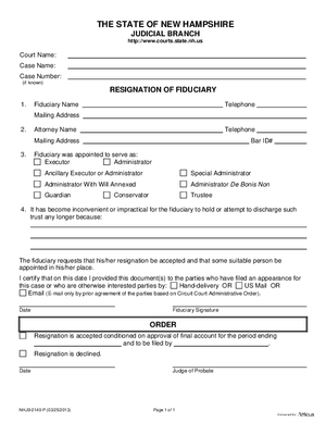 Thumbnail of New Hampshire Form Resignation Of Fiduciary