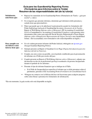 Thumbnail of New Jersey Form Guía Para Los Guardianship Reporting Forms (Formularios Para Informes Sobre La Tutela) - Resumen De Las Responsabilidades Del (De La) Tutor(a)