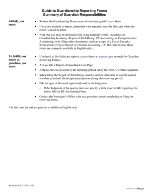 Thumbnail of New Jersey Form Guide To Guardianship Reporting Forms - Summary Of Guardian Responsibilities