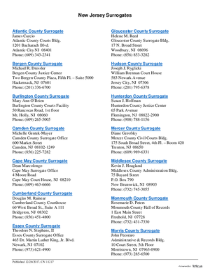 Thumbnail of New Jersey Form Nj Surrogates Contact Information