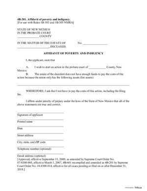 Thumbnail of New Mexico Form Affidavit Of Poverty And Indigency