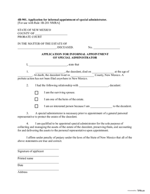Thumbnail of New Mexico Form Application For Informal Appointment Of Special Administrator
