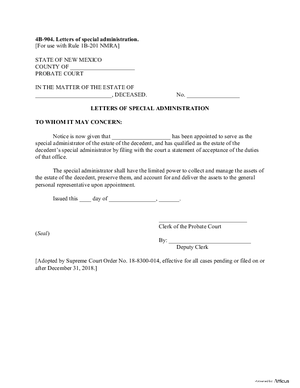 Thumbnail of New Mexico Form Letters Of Special Administration