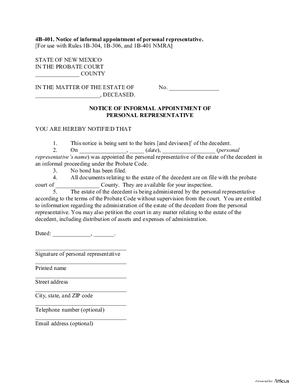 Thumbnail of New Mexico Form Notice Of Informal Appointment Of Personal Representative
