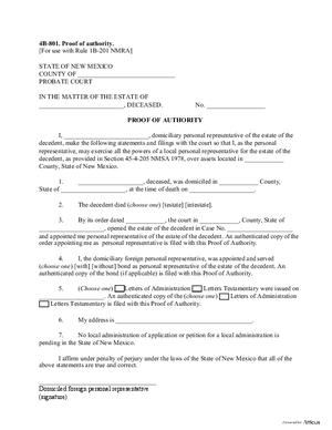 Thumbnail of New Mexico Form Proof Of Authority