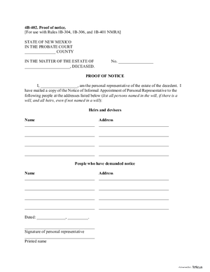 Thumbnail of New Mexico Form Proof Of Notice