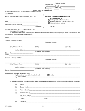 Thumbnail of New York Form Petition For Ancillary Probate