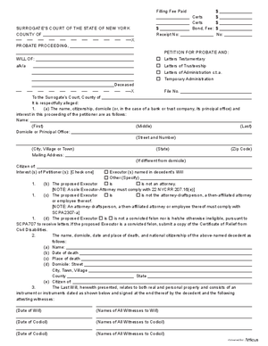 Thumbnail of New York Form Petition For Probate