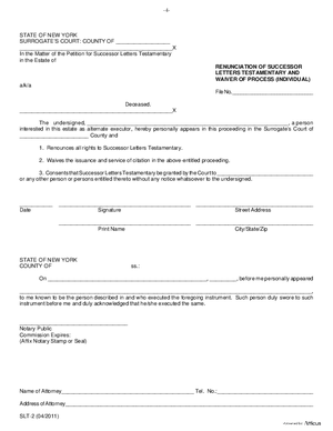 Thumbnail of New York Form Surrogate-p-15 Renunciation Of Successor Letters Testamentary And Waiver Of Process (Individual)