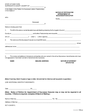 Thumbnail of New York Form Surrogate-p-17 Notice Of Petition For Appointment Of Successor Executor