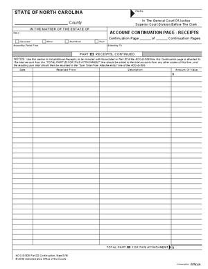 Thumbnail of North Carolina Form Aoc-e-506 Part Iii Continuation
