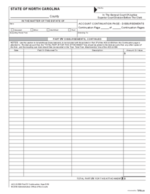Thumbnail of North Carolina Form Aoc-e-506 Part Iv Continuation