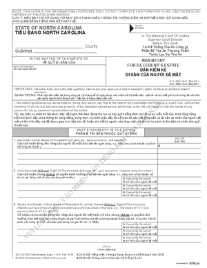 Thumbnail of North Carolina Form Bản Kiểm Kê Di Sản Của Người Đã Mất