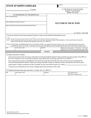Thumbnail of North Carolina Form Election Of Fiscal Year