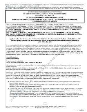 Thumbnail of North Carolina Form Instrucciones Para El Inventario Preliminar En El Lada Dos De La Solicitud De Juicio Sucesorio Y Designación Como Albacea Formul