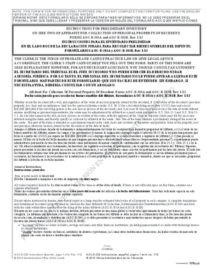 Thumbnail of North Carolina Form Instrucciones Para El Inventario Preliminar En El Lada Dos De La Declaración Jurada Para Recolectar Bienes Muebles Del Difunto,