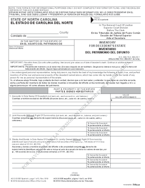Thumbnail of North Carolina Form Inventario Del Patrimonio Del Difunto
