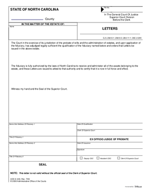 Thumbnail of North Carolina Form Letters