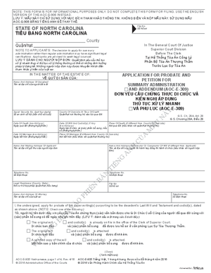 Thumbnail of North Carolina Form ĐơN Yêu Cầu Chứng Thực Di Chúc Và Kiến Nghị ÁP Dụng Thủ Tục Xử Lý Nhanh