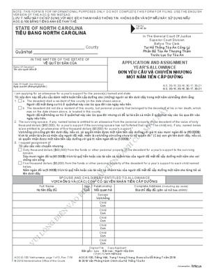 Thumbnail of North Carolina Form ĐơN Yêu Cầu Và Chuyển Nhượng Một Năm Tiền Cấp Dưỡng