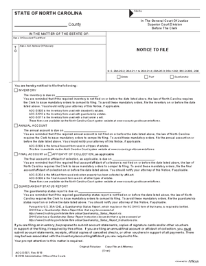 Thumbnail of North Carolina Form Notice To File