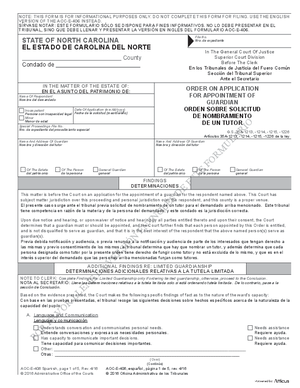 Thumbnail of North Carolina Form Orden Sobre Solicitud De Nombramiento De Un Tutor