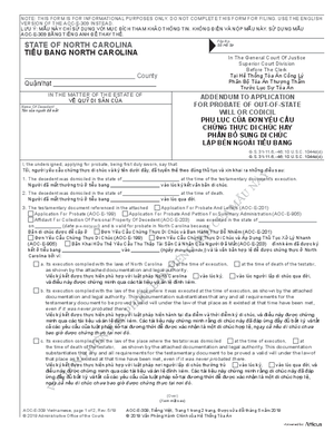 Thumbnail of North Carolina Form Phụ Lục Của ĐơN Yêu Cầu Chứng Thực Di Chúc Hay Phần Bổ Sung Di Chúc Lập Bên Ngoài Tiểu Bang