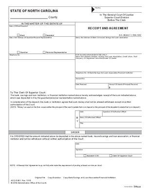 Thumbnail of North Carolina Form Receipt And Agreement