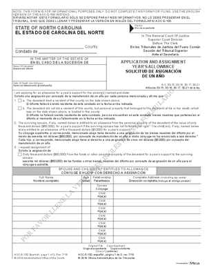 Thumbnail of North Carolina Form Solicitud De Asignación De Un Año