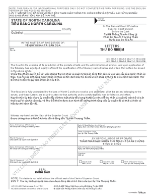Thumbnail of North Carolina Form Thư Bổ Nhiệm
