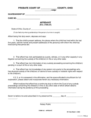 Thumbnail of Ohio Form Affidavit