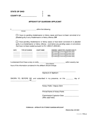 Thumbnail of Ohio Form Affidavit Of Guardian Applicant