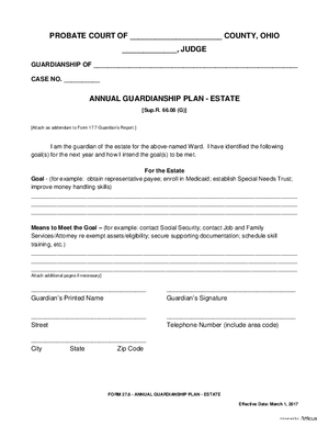 Thumbnail of Ohio Form Annual Guardianship Plan-estate