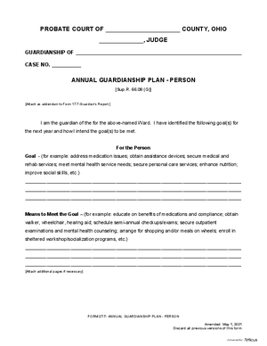 Thumbnail of Ohio Form Annual Guardianship Plan-person