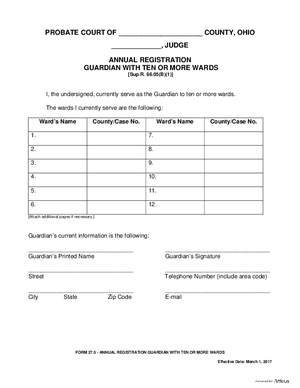 Thumbnail of Ohio Form Annual Registration Guardian With Ten Or More Wards
