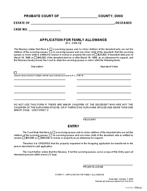 Thumbnail of Ohio Form Application For Family Allowance