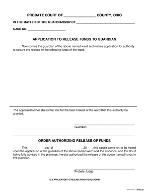 Thumbnail of Ohio Form Application To Release Funds To Guardian