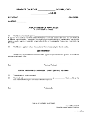 Thumbnail of Ohio Form Appointment Of Appraiser
