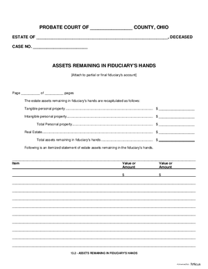 Thumbnail of Ohio Form Assets Remaining In Fiduciary's Hands