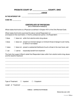 Thumbnail of Ohio Form Certificate Of Physician