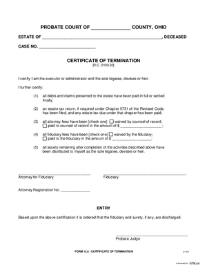 Thumbnail of Ohio Form Certificate Of Termination