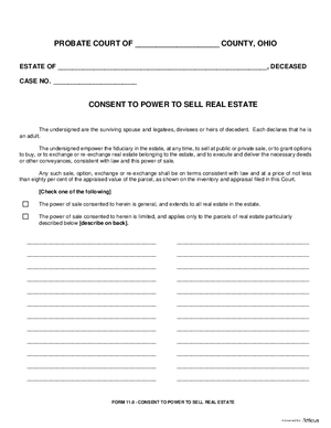 Thumbnail of Ohio Form Consent To Power To Sell Real Estate