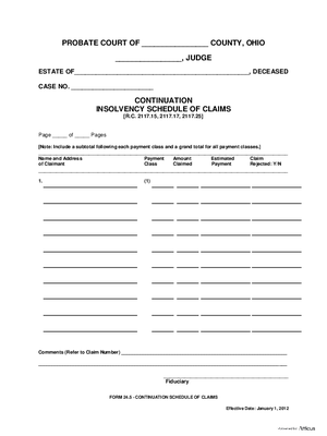 Thumbnail of Ohio Form Continuation Schedule Of Claims