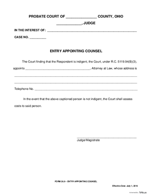 Thumbnail of Ohio Form Entry Appointing Counsel