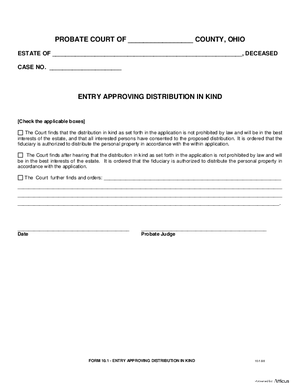 Thumbnail of Ohio Form Entry Approving Distribution In Kind