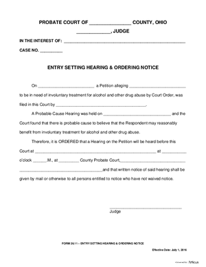 Thumbnail of Ohio Form Entry Setting Hearing & Ordering Notice