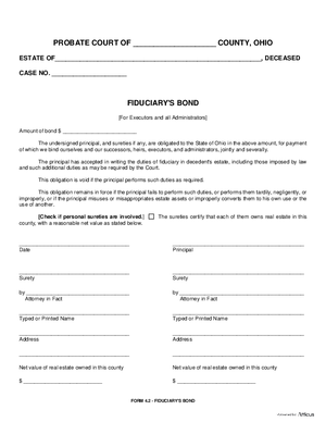 Thumbnail of Ohio Form Fiduciary's Bond
