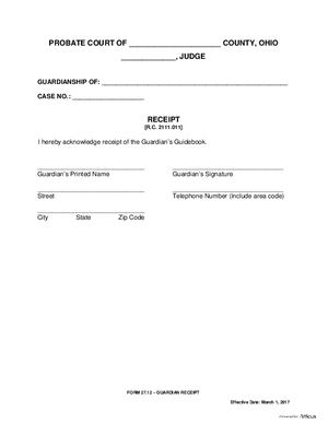 Thumbnail of Ohio Form Guardian Receipt